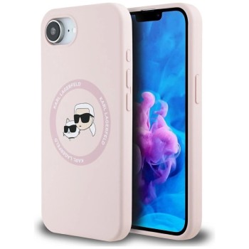 Karl Lagerfeld Silicone Karl&amp;amp;Choupette Heads MagSafe iPhone 16e Case - Pink