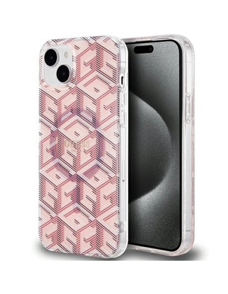 Guess IML GCube MagSafe case for iPhone 15 Plus / 14 Plus - pink