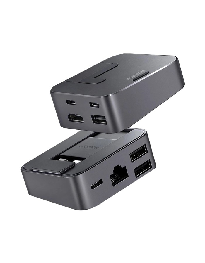 Hub Joyroom S-H121 USB-C stand - USB-A 3.0 / RJ45 / HDMI / USB-C / Thunderbolt for MacBook Pro - gray