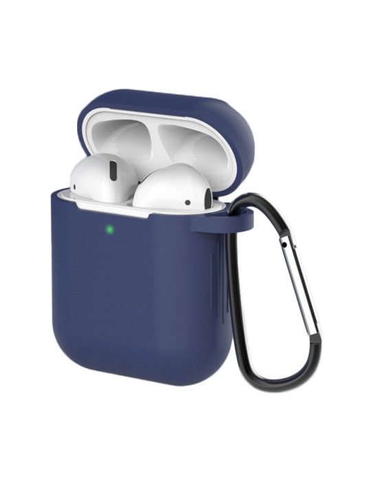 Case for AirPods 2 / AirPods 1 silicone soft case for headphones + keychain carabiner pendant blue (case D) Case for AirPods 2 / AirPods 1 silicone soft case for headphones + keychain carabiner pendant blue (case D)