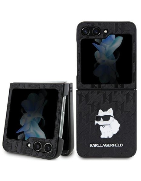 Karl Lagerfeld Saffiano Monogram Choupette Pin case for Samsung Galaxy Z Flip 5 - black