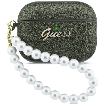 Guess Glitter Pearl Strap Case for AirPods Pro 3 - Black and Glitter