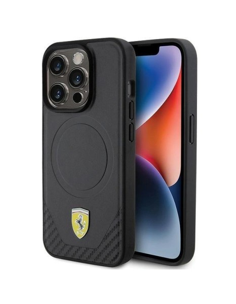 Ferrari Carbon Metal Logo MagSafe case for iPhone 15 Pro - black Ferrari Carbon Metal Logo MagSafe case for iPhone 15 Pro - black