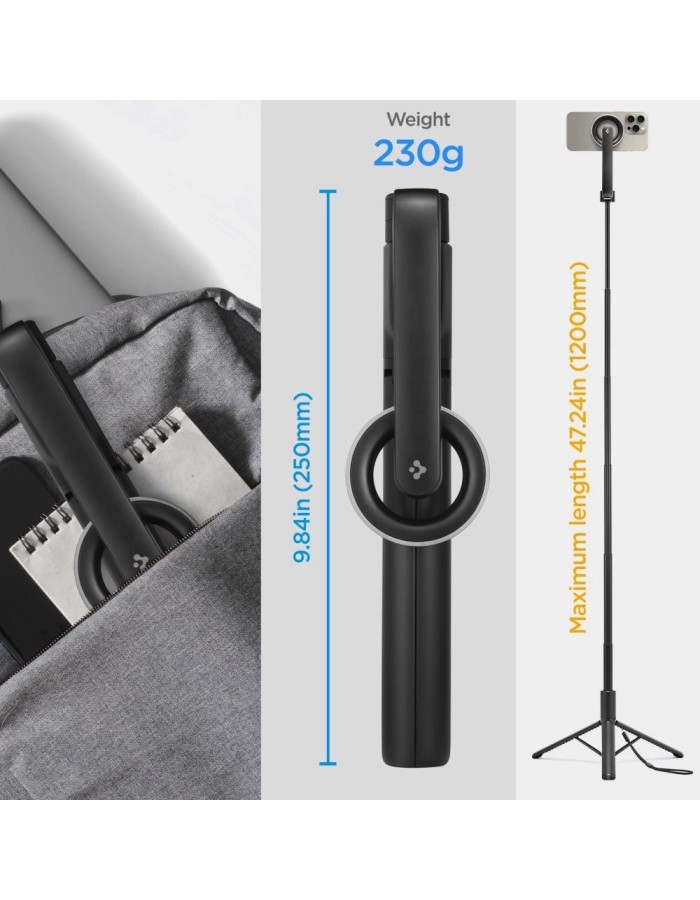 Selfie stick Spigen S580W MagSafe Bluetooth with tripod - black