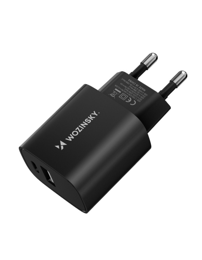 Wozinsky WGWCB USB-A USB-C 20W Wall Charger - Black Wozinsky WGWCB USB-A USB-C 20W Wall Charger - Black