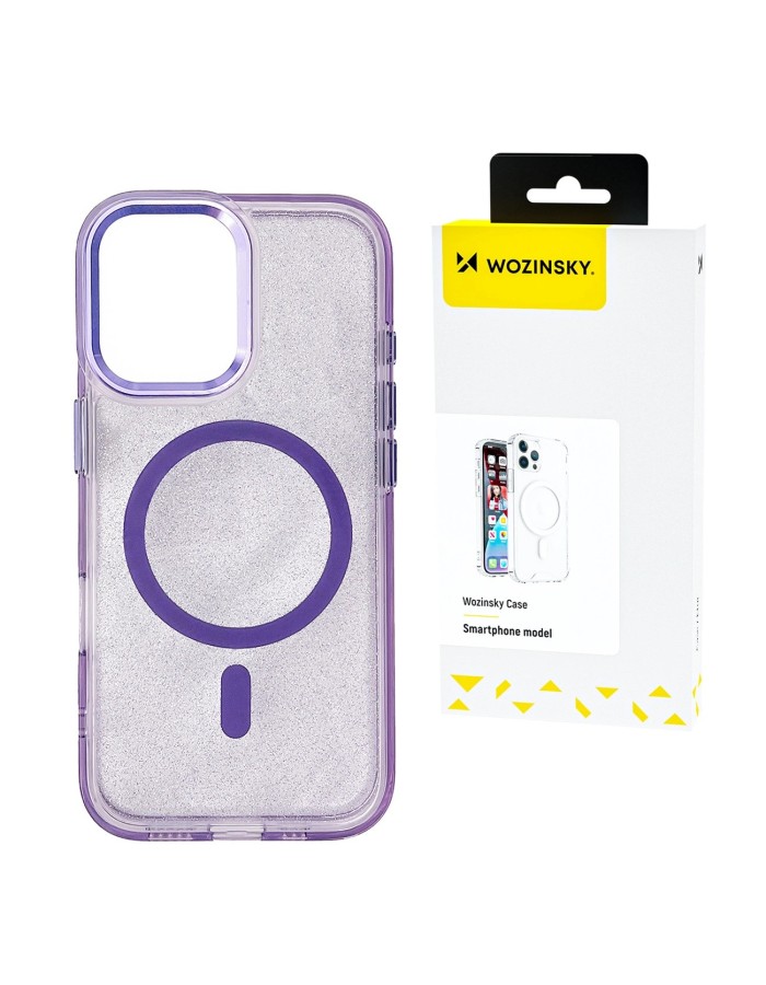 Wozinsky Glitter Case with Mag Safe for Samsung Galaxy S25 Ultra - Purple with Glitter