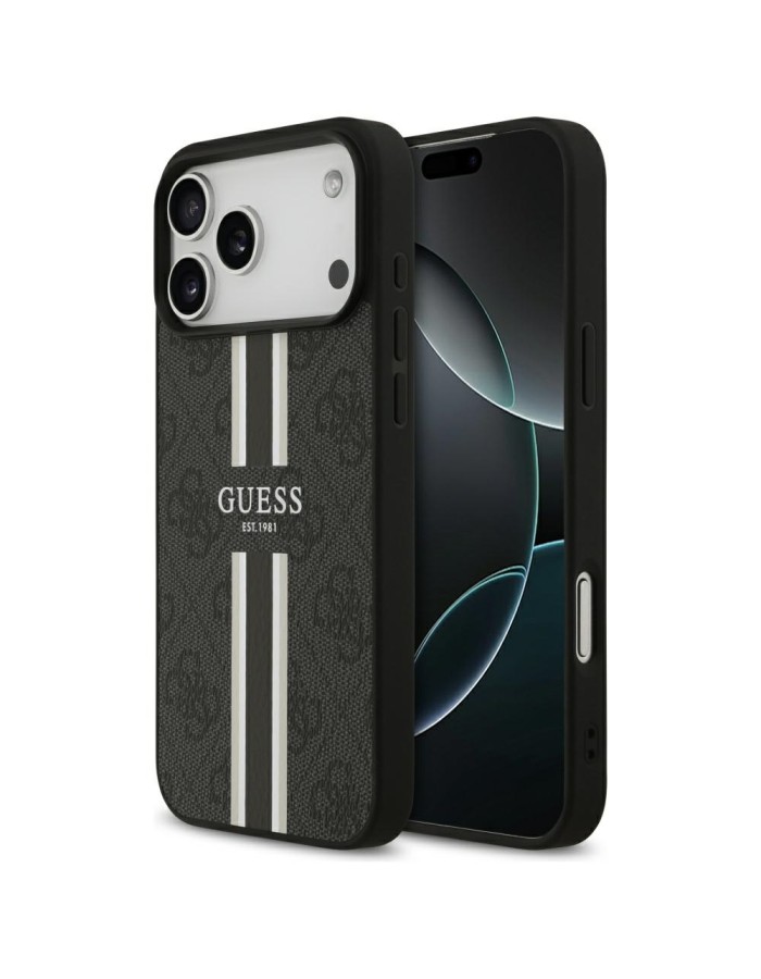 Guess 4G Printed Stripes MagSafe case for iPhone 17 Pro Max - black