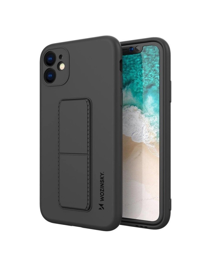 Wozinsky Kickstand Case silicone case with stand iPhone 12 Pro Max black Wozinsky Kickstand Case silicone case with stand iPhone 12 Pro Max black