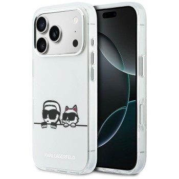 Karl Lagerfeld IML Karl &amp;amp; Choupette Peekaboo Logo MagSafe Case for iPhone 17 Pro Max - White