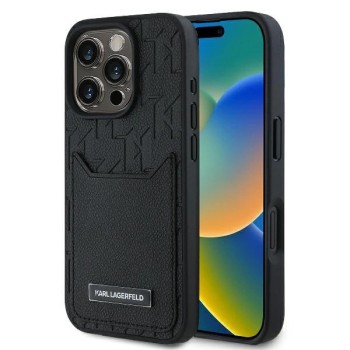 Karl Lagerfeld Cardslots Monogram iPhone 16 Pro Max Case - Black Karl Lagerfeld Cardslots Monogram iPhone 16 Pro Max Case - Black