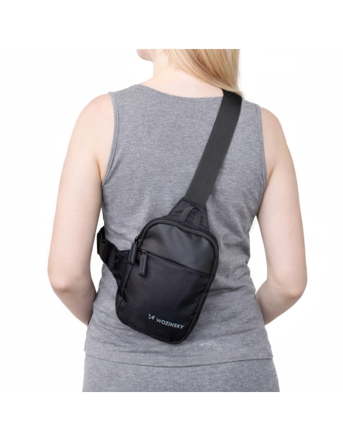 Wozinsky WMS-W1 Unisex Mini Shoulder Bag Waterproof Dual-Compartment for Phone - Black Wozinsky WMS-W1 Unisex Mini Shoulder Bag Waterproof Dual-Compartment for Phone - Black