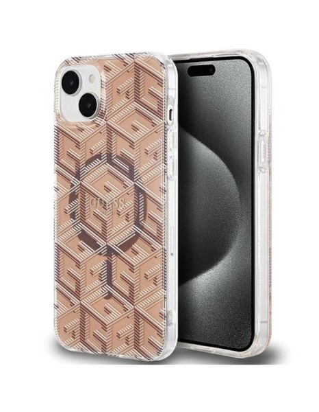 Guess IML GCube MagSafe case for iPhone 15 Plus / 14 Plus - brown