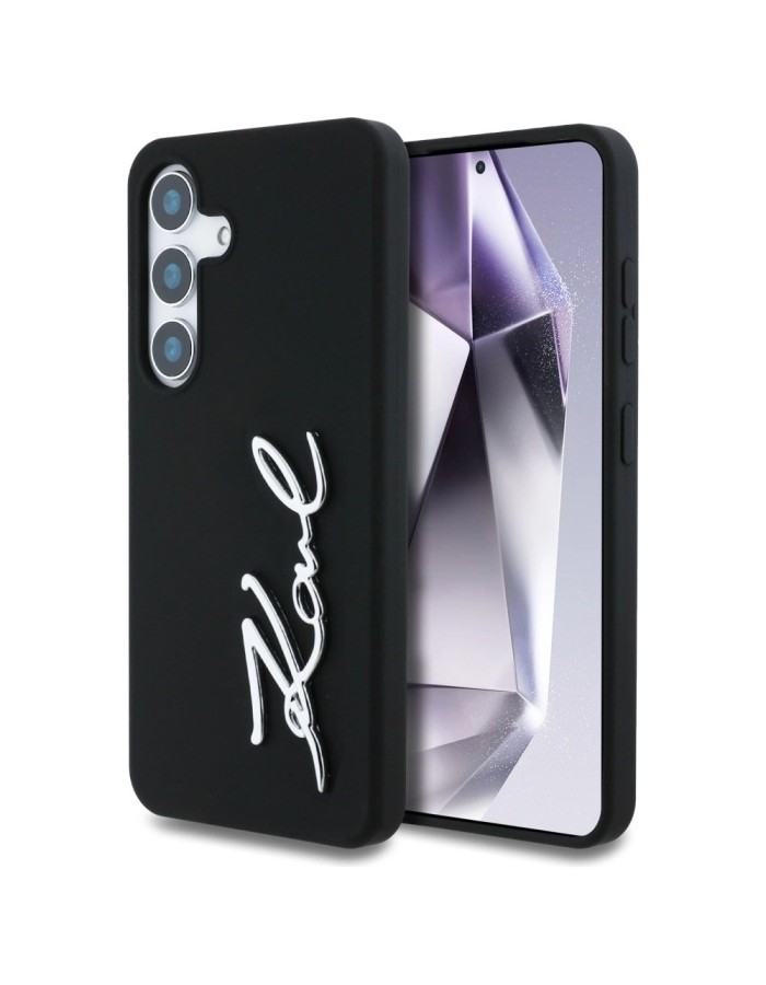 Case Karl Lagerfeld Silicone Metal Signature Logo Samsung Galaxy S25 black