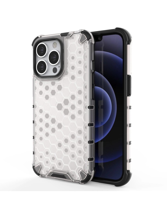 Honeycomb Case armor cover with TPU Bumper for iPhone 13 Pro transparent