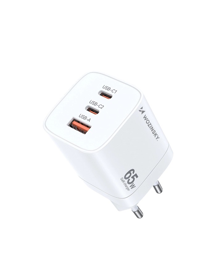 Wozinsky CGWCW 65W GaN Wall Charger USB-A / 2 x USB-C - White