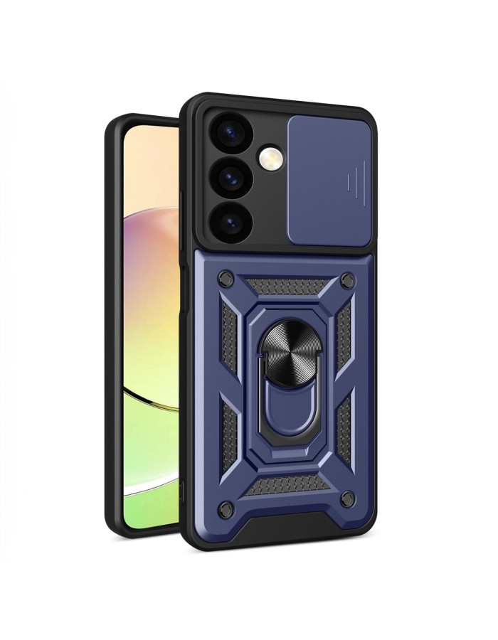 Hybrid Armor Camshield armored case for Samsung Galaxy S24+ with camera cover - blue