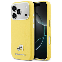 Karl Lagerfeld Karl &amp;amp; Choupette Head Pins Saffiano MagSafe Case for iPhone 17 Pro - Yellow