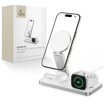 Tech-Protect QI15W-A47 MagSafe 3in1 Inductive Charger + USB-C Cable - White