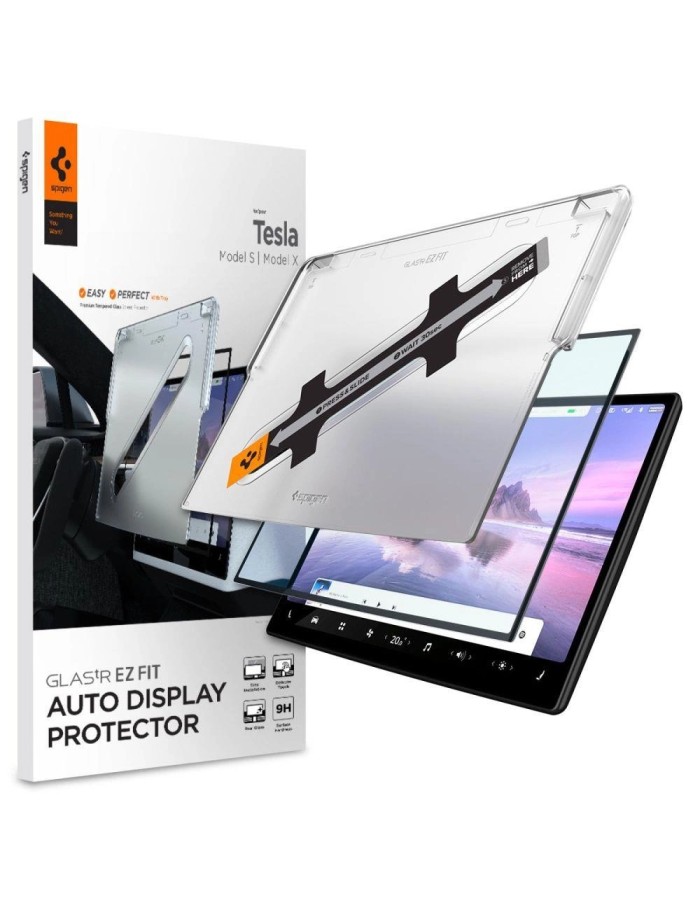 Spigen Glas.tR EZ Fit Tempered Glass for Tesla Model X 2022 / Model S 2021 - Black Spigen Glas.tR EZ Fit Tempered Glass for Tesla Model X 2022 / Model S 2021 - Black