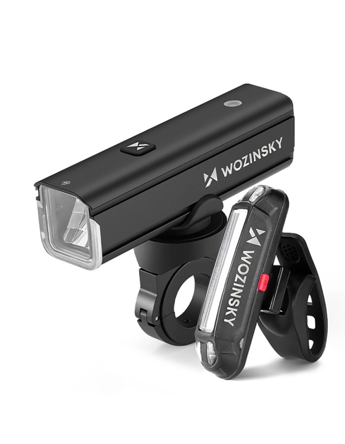 Wozinsky WSBLB3 Front (1000 lm) and Rear USB-C Bike Light Set - Black