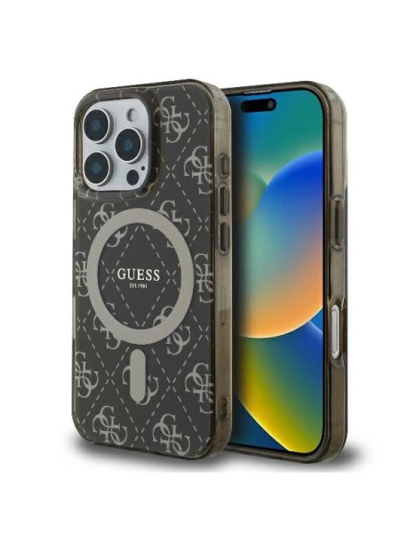Guess IML 4G Background MagSafe iPhone 16 Pro Case - Brown
