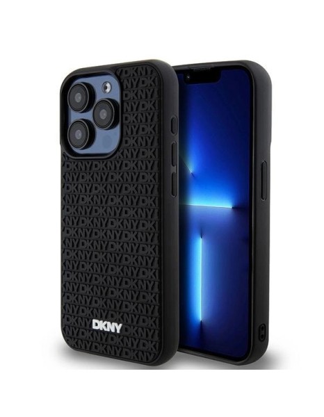 DKNY 3D Rubber Repeat Pattern case for iPhone 15 Pro Max - black