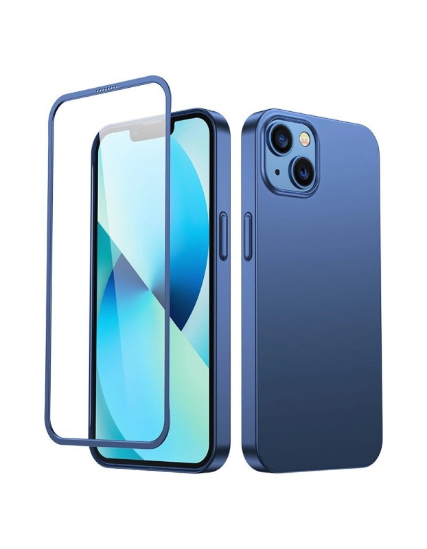 Joyroom 360 Full Case front and back cover for iPhone 13 + tempered glass screen protector blue (JR-BP927 blue)