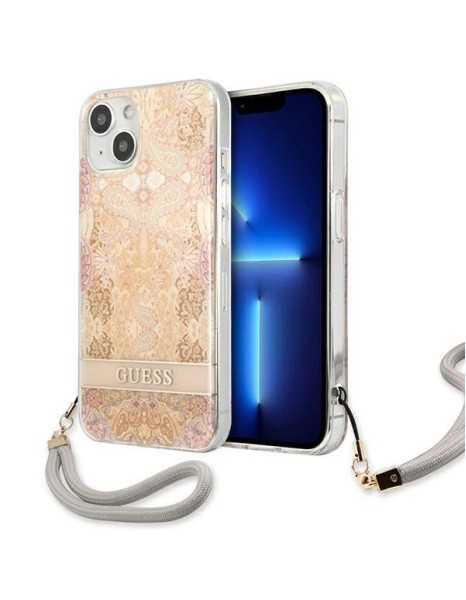 Guess GUHCP13SHFLSD iPhone 13 mini 5.4" gold/gold hardcase Flower Strap Guess GUHCP13SHFLSD iPhone 13 mini 5.4" gold/gold hardcase Flower Strap