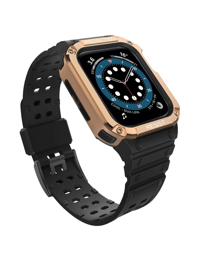 Protect Strap Band for Apple Watch 42/44/45mm Armored Case Strap - Black, Rose Gold Protect Strap Band for Apple Watch 42/44/45mm Armored Case Strap - Black, Rose Gold