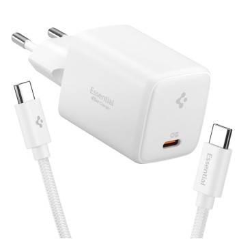 Spigen EE451EU Essential USB-C 45W Wall Charger - White Spigen EE451EU Essential USB-C 45W Wall Charger - White
