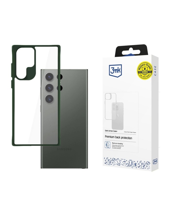 3mk Satin Armor Case+ Green for Samsung Galaxy S24 Ultra - transparent