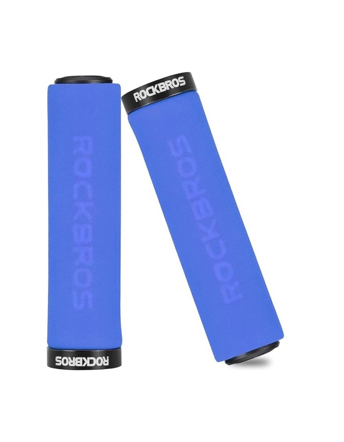 Rockbros BT1001BLBK sponge bicycle handlebar grips - blue and black