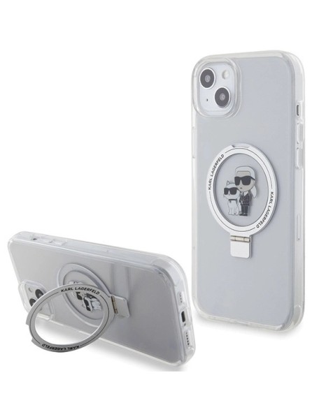 Karl Lagerfeld KLHMP15MHMRSKCH iPhone 15 Plus / 14 Plus 6.7" white/white hardcase Ring Stand Karl&amp;amp;Choupette MagSafe