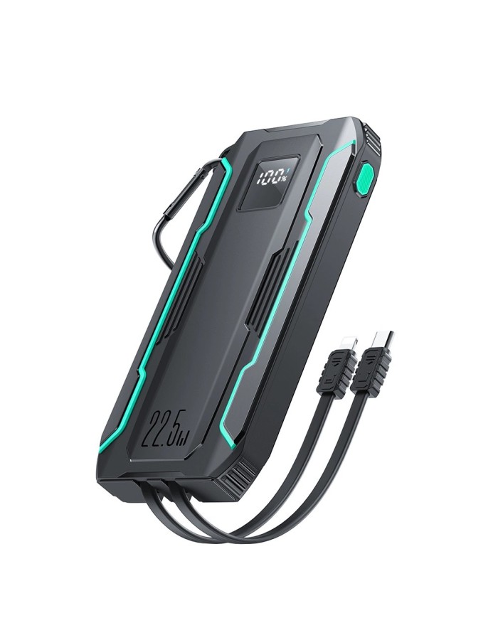 Joyroom JR-L017 22.5W 10000mAh Powerbank with built-in USB-C / Lightning cables - black Joyroom JR-L017 22.5W 10000mAh Powerbank with built-in USB-C / Lightning cables - black