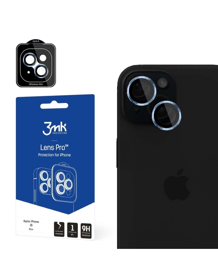3mk Lens Protection Pro Camera Cover with Blue Frame for iPhone 15