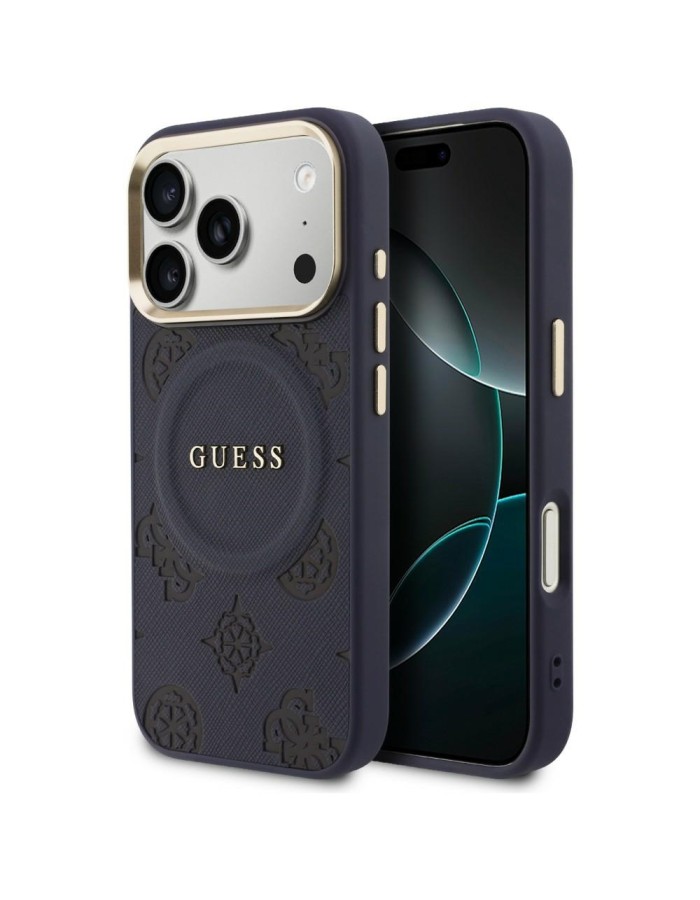Guess Peony Hot Stamp MagSafe Case for iPhone 17 Pro - Blue