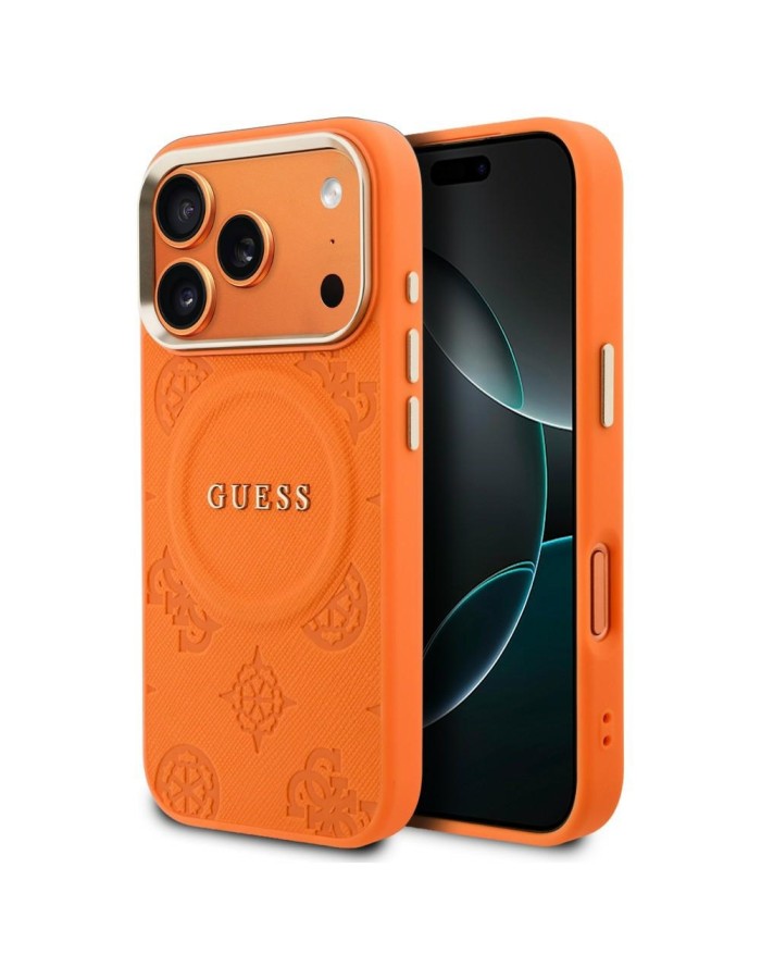 Guess Peony Hot Stamp MagSafe Case for iPhone 17 Pro Max - Orange