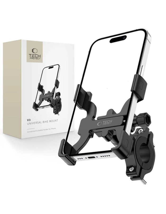 Tech-Protect V3 Bike Phone Holder for Handlebars - Black Tech-Protect V3 Bike Phone Holder for Handlebars - Black