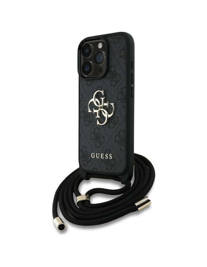 Guess 4G Big Logo Cord Stap Crossbody Case for iPhone 16 Pro Max black Guess 4G Big Logo Cord Stap Crossbody Case for iPhone 16 Pro Max black