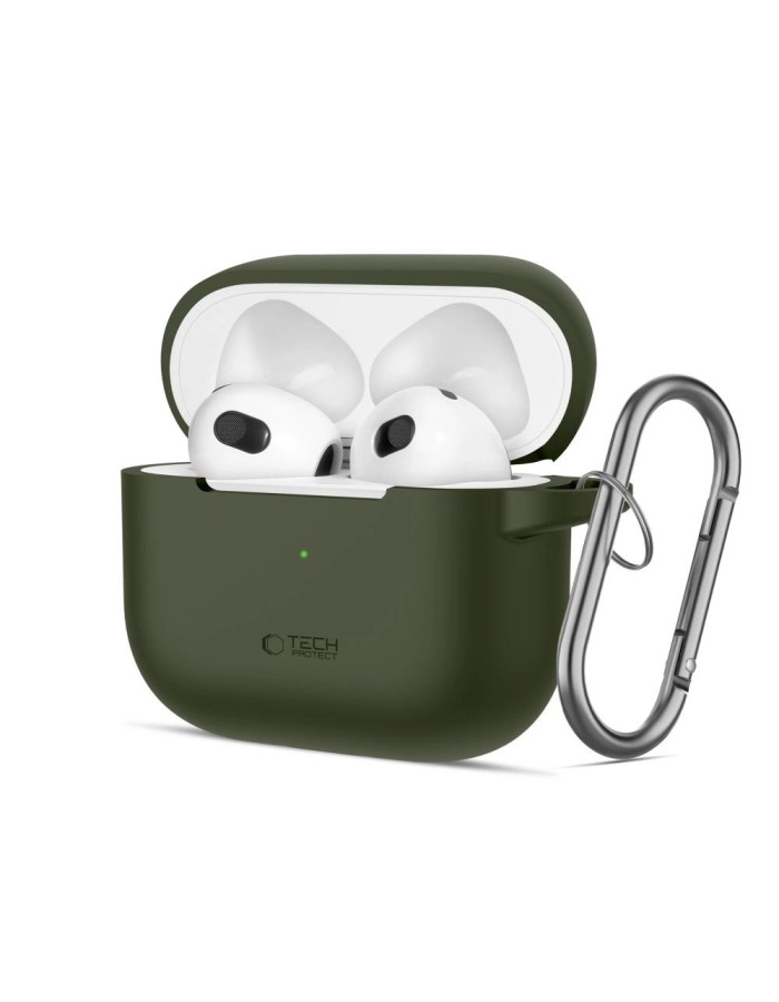Tech-Protect Silicone Hook Case for Apple AirPods 3 - Green Tech-Protect Silicone Hook Case for Apple AirPods 3 - Green