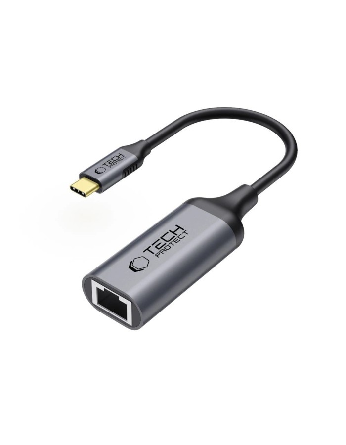 Tech-Protect UltraBoost USB-C to Ethernet RJ45 1000Mbps Adapter - Black