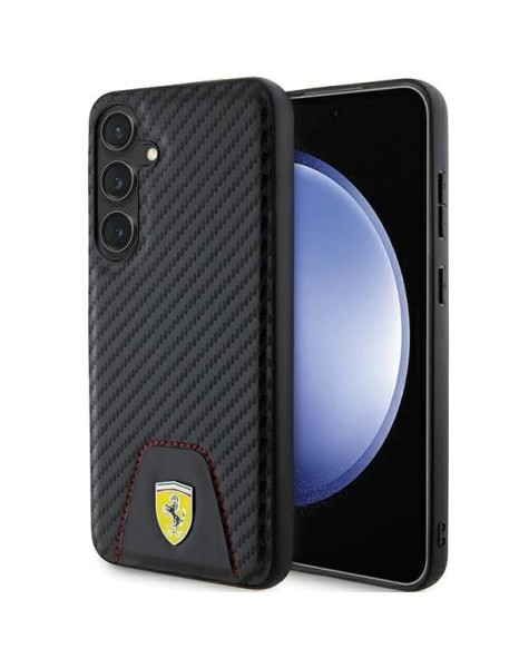 Ferrari Carbon Stitched Bottom case for Samsung Galaxy S24+ - black