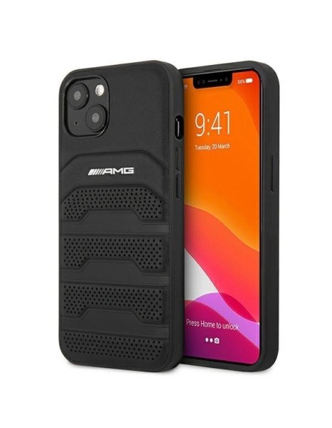 AMG Leather Debossed Lines case for iPhone 13 mini - black