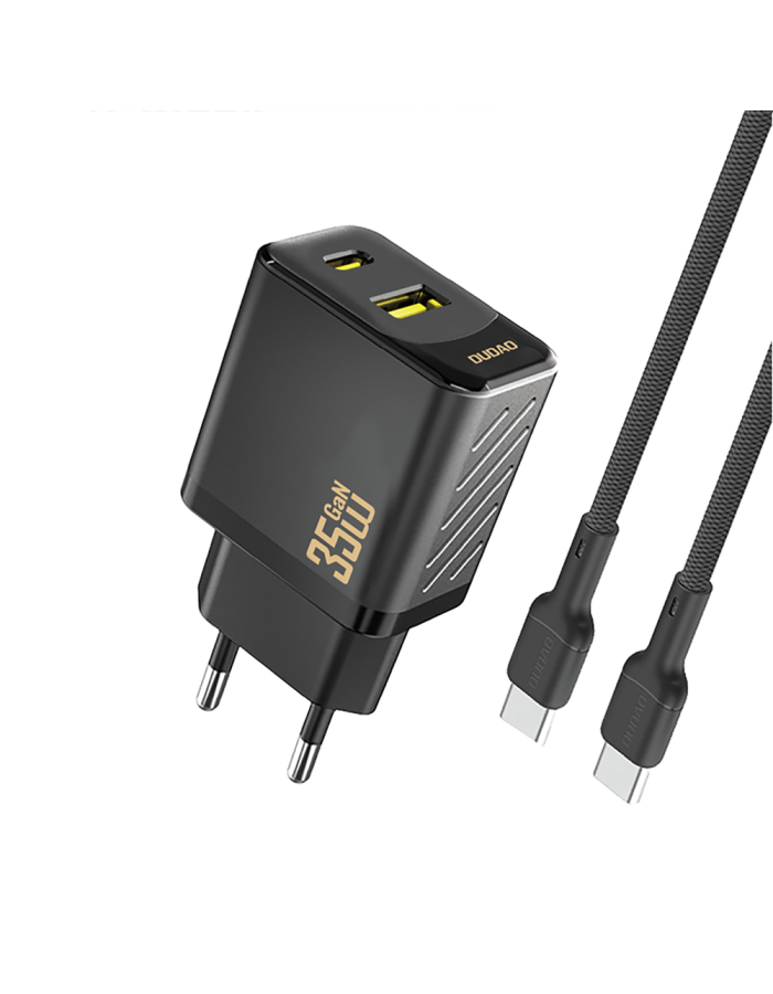 Dudao A27MaxCEU PD QC 35W USB-A USB-C Wall Charger with USB-C Cable - Black Dudao A27MaxCEU PD QC 35W USB-A USB-C Wall Charger with USB-C Cable - Black