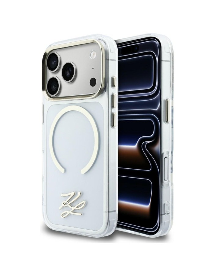 Karl Lagerfeld IML KL Script Logo MagSafe Case for iPhone 17 Pro Max - Clear