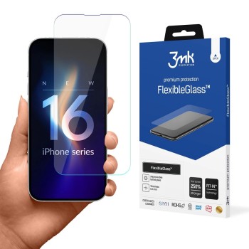 Tempered glass 3mk FlexibleGlass for iPhone 16 Plus Tempered glass 3mk FlexibleGlass for iPhone 16 Plus