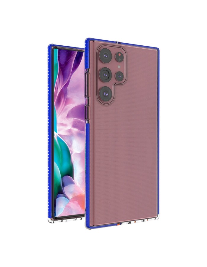 Spring Case cover gel cover with colored frame for Samsung Galaxy S22 Ultra dark blue Spring Case cover gel cover with colored frame for Samsung Galaxy S22 Ultra dark blue
