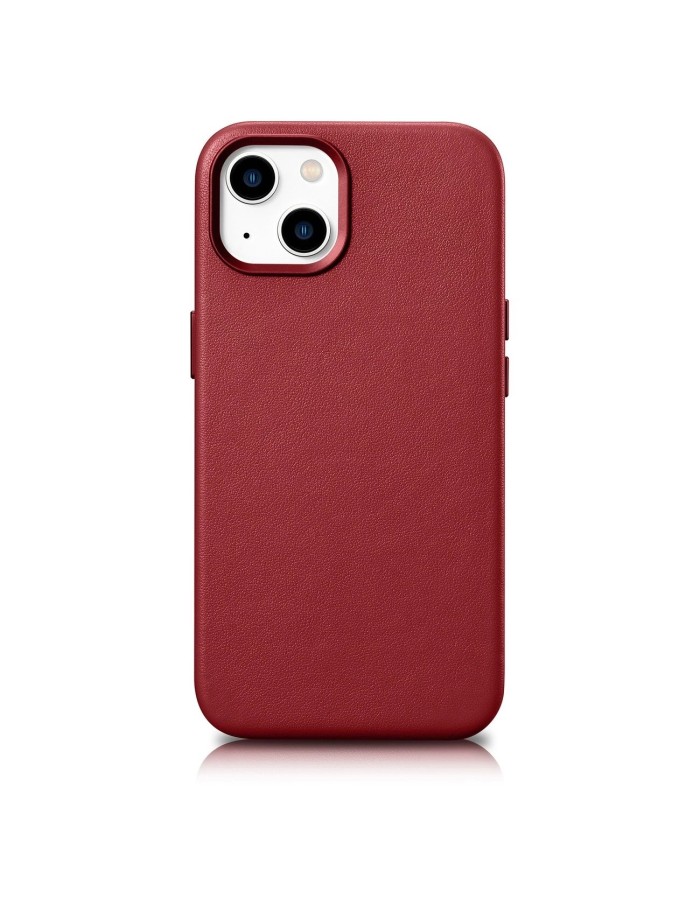 iCarer Case Leather case cover made of natural leather for iPhone 14 Plus red (compatible with MagSafe)