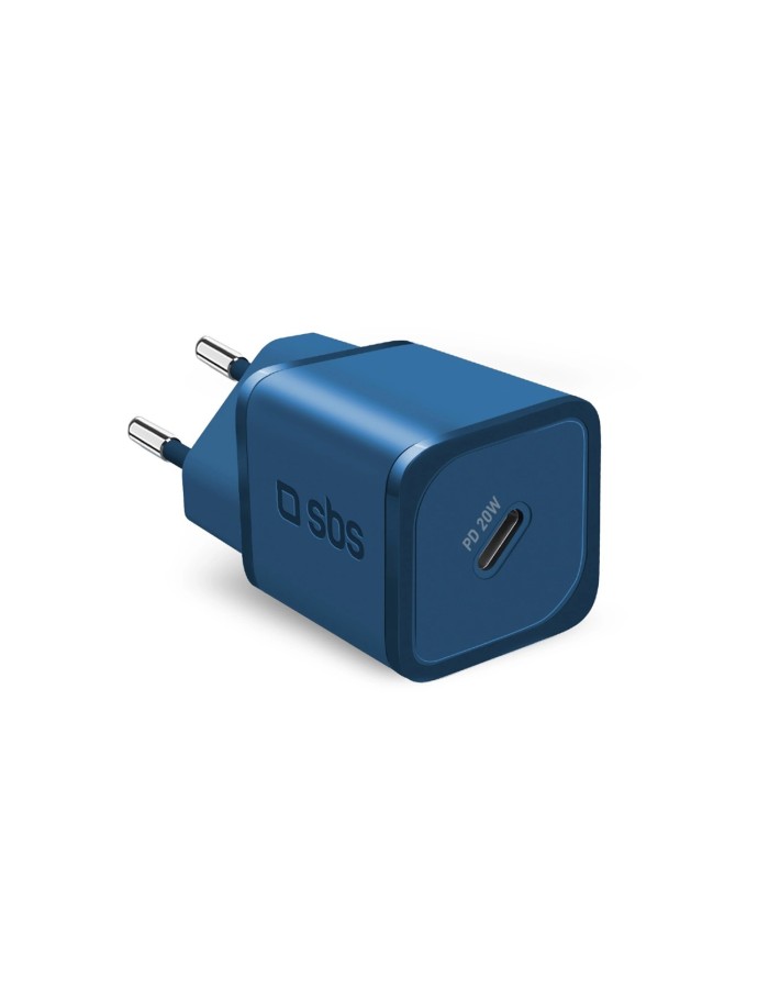 SBS TETRGAN1C20B 20W GaN Wall Charger with Power Delivery - Blue