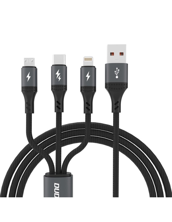 Dudao L3E 3 in 1 60W MicroUSB USB-C Lightning Cable 1.2m - Black Dudao L3E 3 in 1 60W MicroUSB USB-C Lightning Cable 1.2m - Black